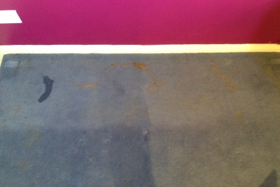Carpet with oil and rust stains